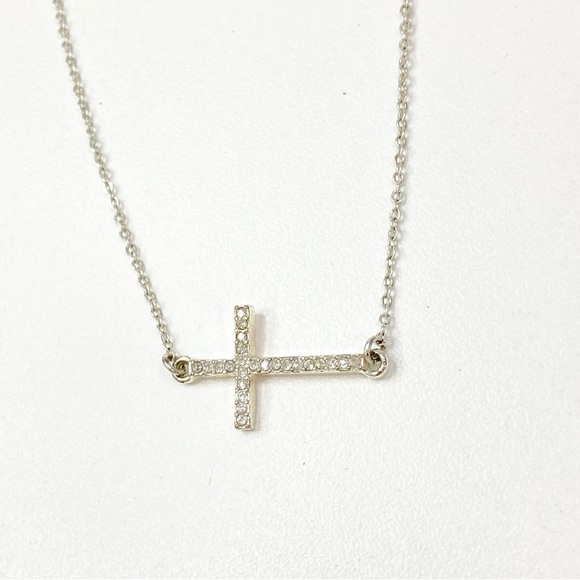 {4 for $20} Express Rhinestone Cross Pendant Silver Tone Necklace - Picture 5 of 9